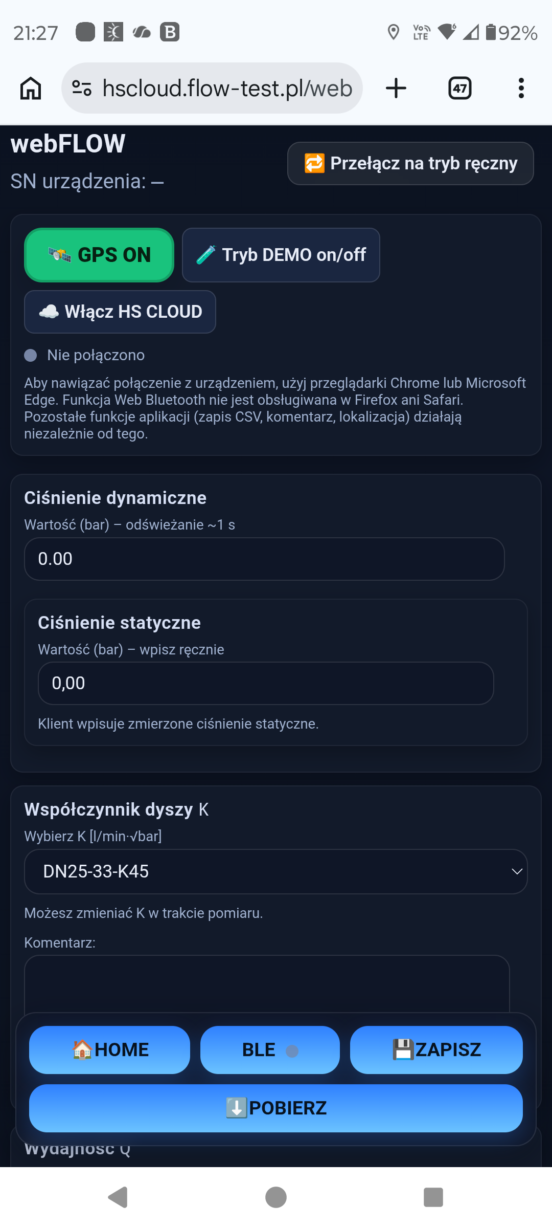 Aplikacja webowa webFLOW